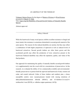 Improving the Durability of Second Growth Timbers of Naturally Durable Species