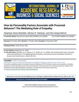 How Do Personality Factors Associate with Prosocial Behavior? the Mediating Role of Empathy