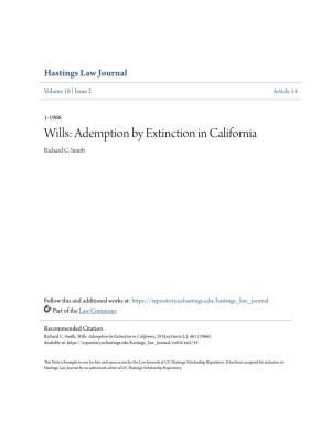 Wills: Ademption by Extinction in California Richard C
