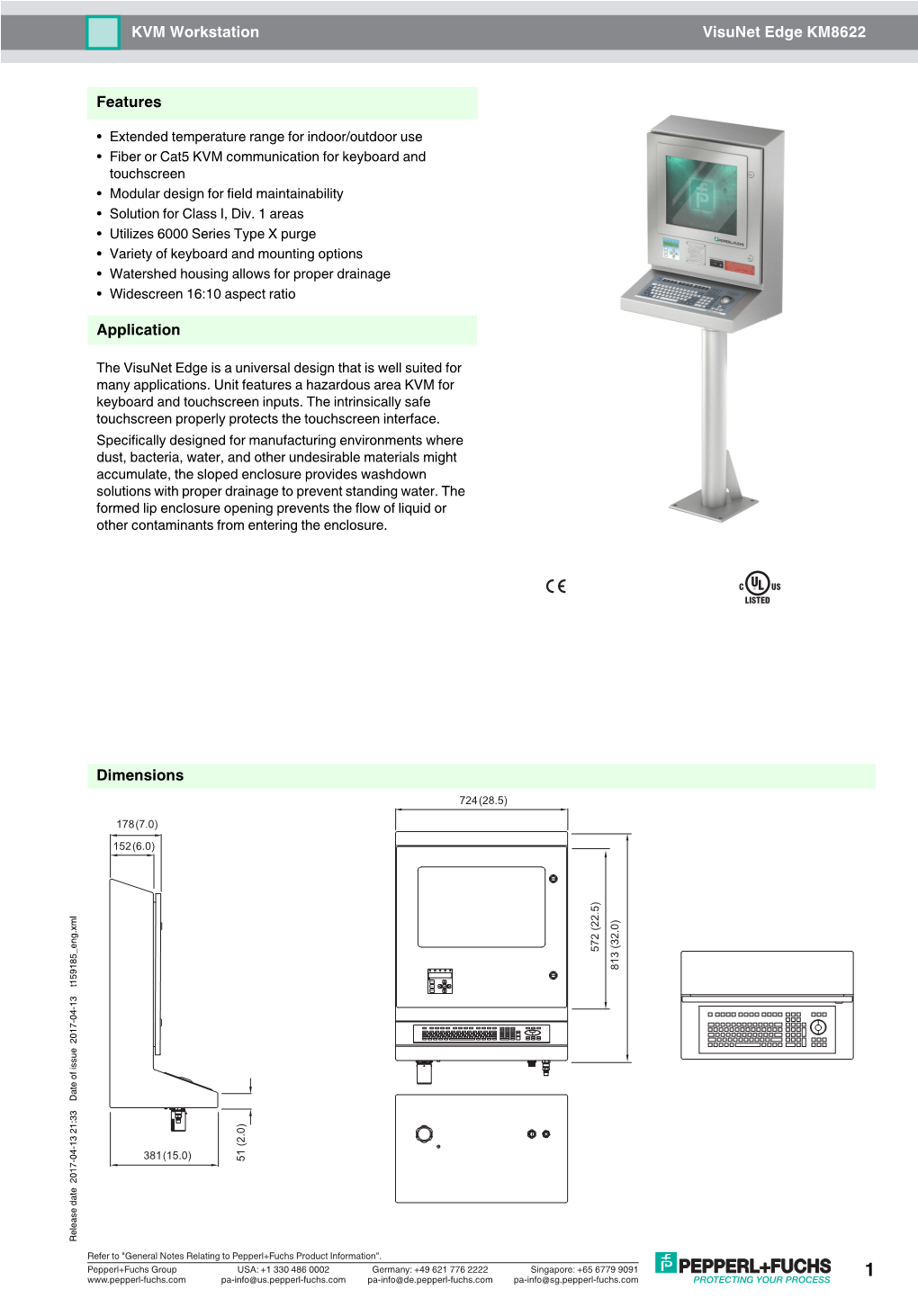 Visunet Edge KM8622 KVM Workstation Dimensions