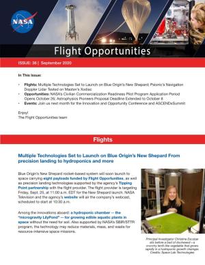 NASA Flight Opportunities September 2020 Newsletter
