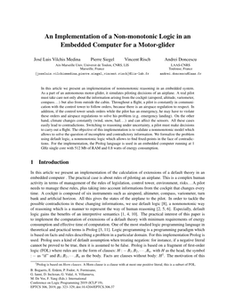 An Implementation of a Non-Monotonic Logic in an Embedded Computer for a Motor-Glider