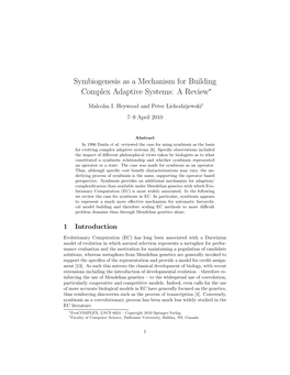 Symbiogenesis As a Mechanism for Building Complex Adaptive Systems: a Review∗