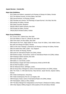 Jayasri Burman – Concise Bio Major Solo Exhibitions − 2010
