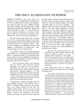 The Only Alternative to Power