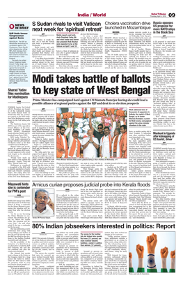 Modi Takes Battle of Ballots to Key State of West Bengal