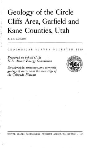 Geology of the Circle Cliffs Area, Garfield and Kane Counties, Utah
