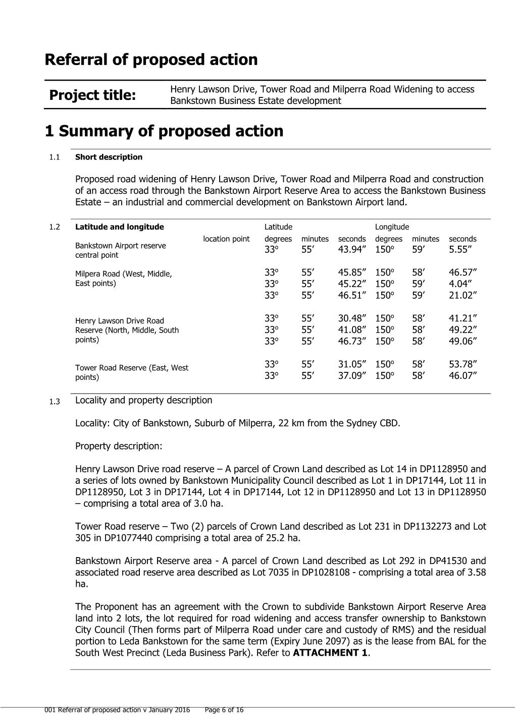 Referral of Proposed Action