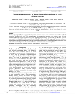 Doppler Ultrasonography of the Pectinis Oculi Artery in Harpy Eagles (Harpia Harpyja)