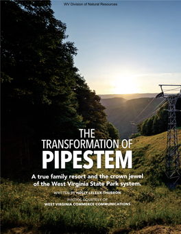 THE TRANSFORMATION of PIPESTEM a True Family Resort and the Crown Jewel of the West Virginia State Park System