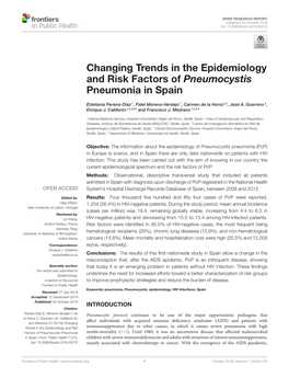 Changing Trends in the Epidemiology and Risk Factors of Pneumocystis Pneumonia in Spain