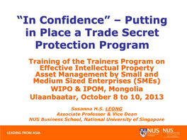 “In Confidence” – Putting in Place a Trade Secret Protection Program