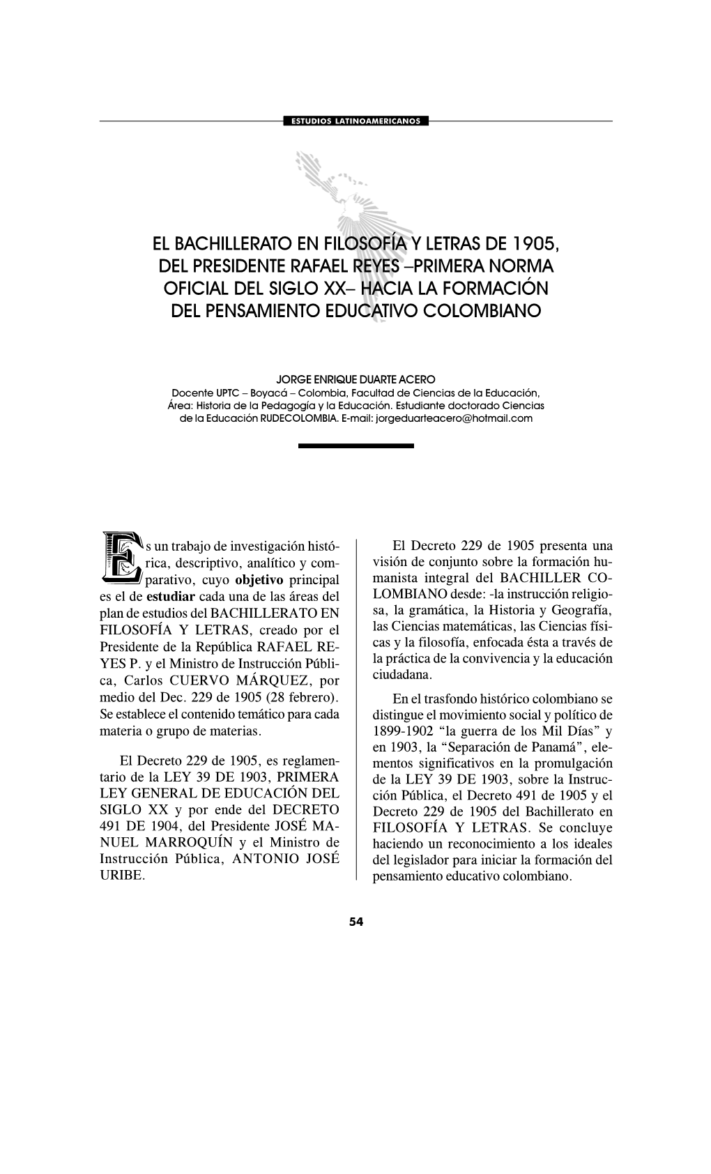 El Bachillerato En Filosofía Y Letras De 1905, Del