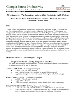 Virginia Creeper (Parthenocissus Quinquefolia) Control Herbicide Options