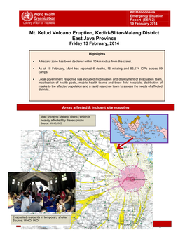 Mt. Kelud Volcano Eruption, Kediri-Blitar-Malang District East Java Province Friday 13 February, 2014