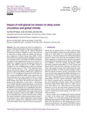 Impact of Mid-Glacial Ice Sheets on Deep Ocean Circulation and Global Climate