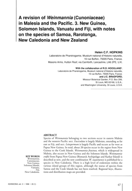 A Revision of Weinmannia (Cunoniaceae) in Malesia and the Pacific