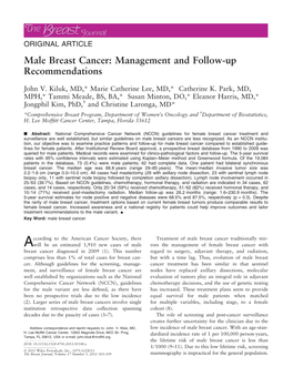 Male Breast Cancer: Management and Followup Recommendations