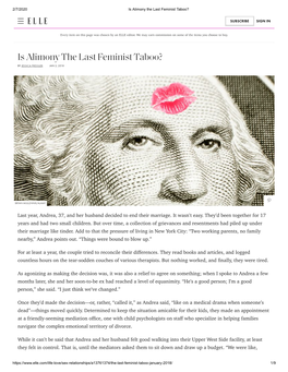 Is Alimony the Last Feminist Taboo?