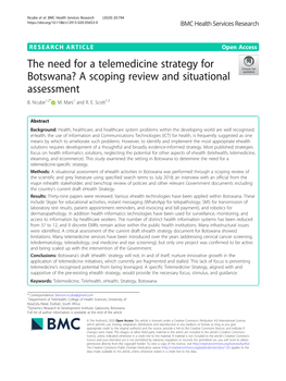 The Need for a Telemedicine Strategy for Botswana? a Scoping Review and Situational Assessment B