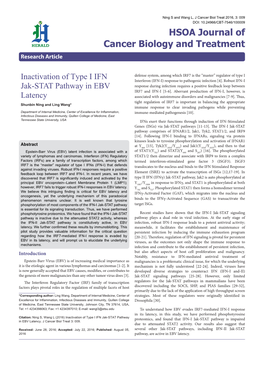 Inactivation of Type I IFN Jak-STAT Pathway in EBV Latency