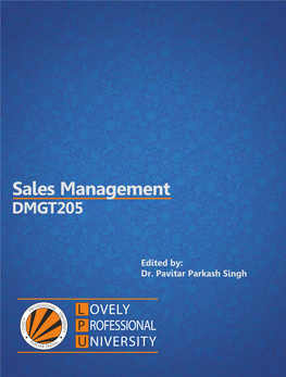SALES MANAGEMENT Edited by Dr