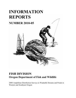 2008 Amphibian Distribution Surveys in Wadeable Streams and Ponds in Western and Southeast Oregon