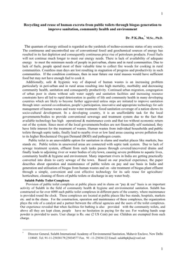 Recycling and Reuse of Human Excreta from Public Toilets Through Biogas Generation to Improve Sanitation, Community Health and Environment