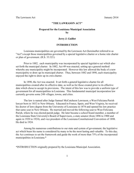 Lawrason Act January 2014