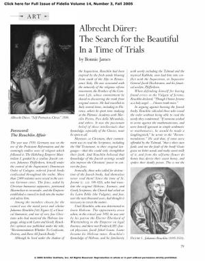 Albrecht Dürer: the Search for the Beautiful in a Time of Trials by Bonnie James