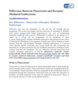 Difference Between Pinocytosis and Receptor Mediated Endocytosis Key Difference – Pinocytosis Vs Receptor Mediated Endocytosis