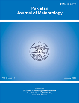 PAKISTAN JOURNAL of METEOROLOGY Chief Editor: Dr