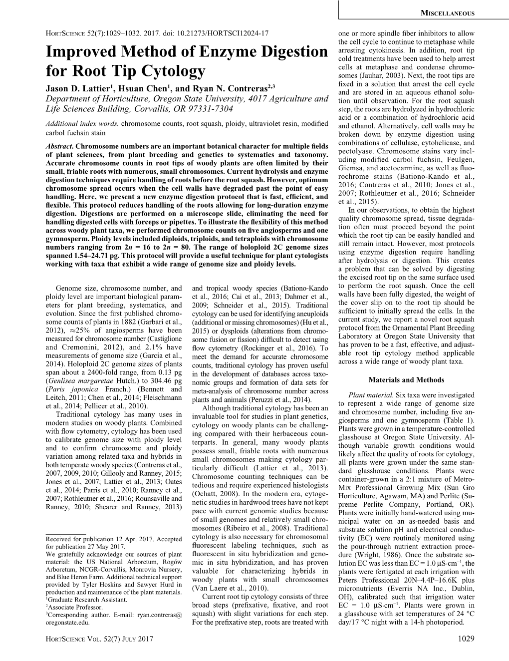 Improved Method of Enzyme Digestion for Root Tip Cytology