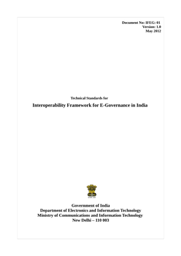 Technical Standards for Interoperability Framework for E-Governance in India