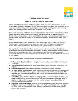 Florida Health in Palm Beach County What to Do If Your Well Is Flooded