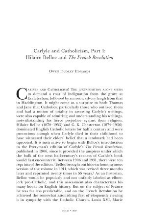 Carlyle and Catholicism, Part I: Hilaire Belloc and the French Revolution