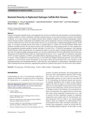 Bacterial Diversity in Replicated Hydrogen Sulfide-Rich Streams