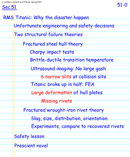 51-0 Sec.51 RMS Titanic: Why the Disaster Happen Unfortunate