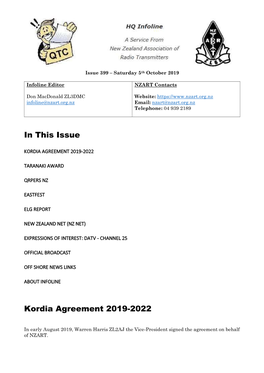 In This Issue Kordia Agreement 2019-2022