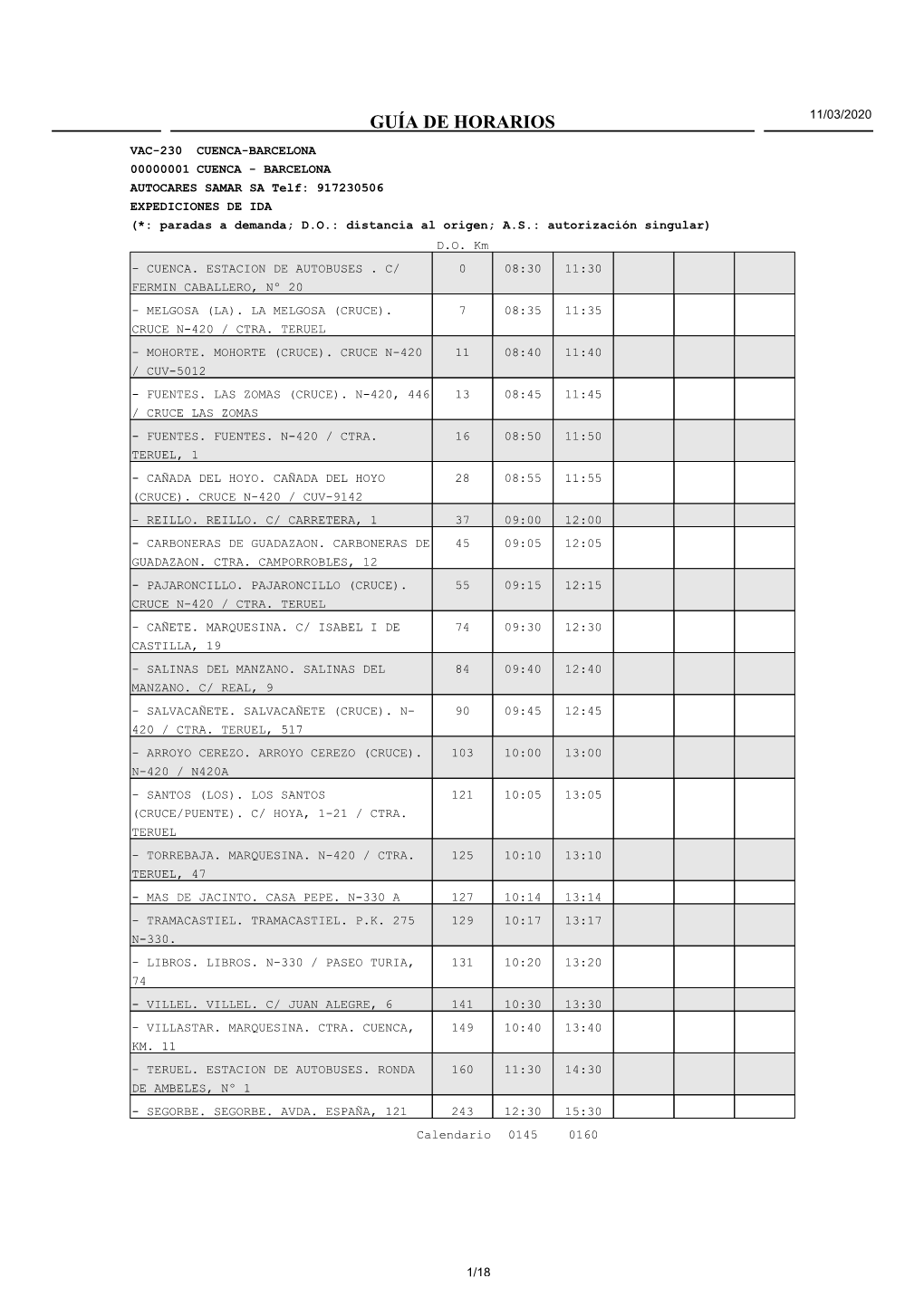 Guía De Horarios