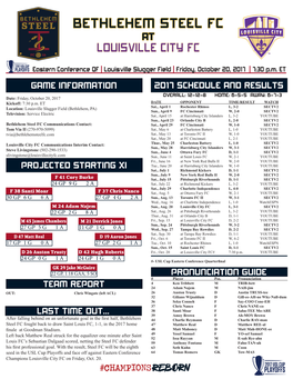 Bethlehem Steel Fc at Louisville City Fc