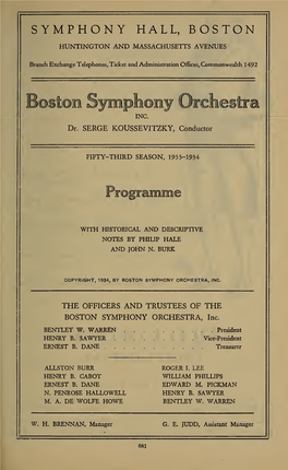Boston Symphony Orchestra Concert Programs, Season 53,1933-1934, Subscription Series