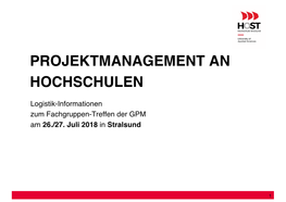 Projektmanagement an Hochschulen