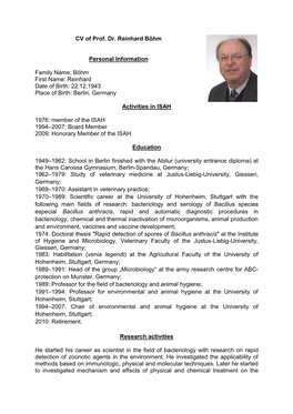 CV of Prof. Dr. Reinhard Böhm