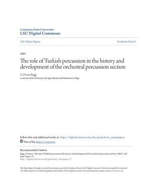 The Role of Turkish Percussion in the History and Development of the Orchestral Percussion Section