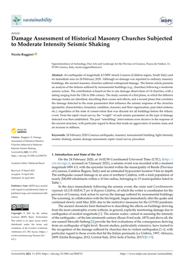 Damage Assessment of Historical Masonry Churches Subjected to Moderate Intensity Seismic Shaking