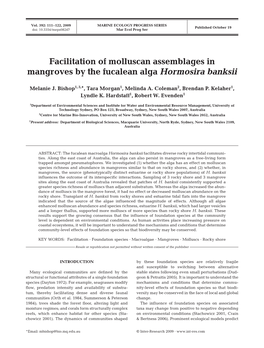 Facilitation of Molluscan Assemblages in Mangroves by the Fucalean Alga Hormosira Banksii