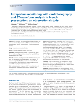 Intrapartum Monitoring with Cardiotocography and Stwaveform
