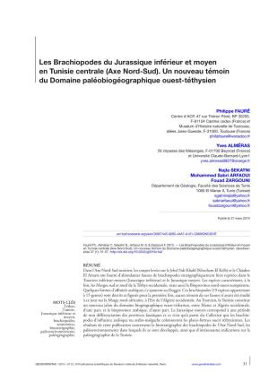 Les Brachiopodes Du Jurassique Inférieur Et Moyen En Tunisie Centrale (Axe Nord-Sud)