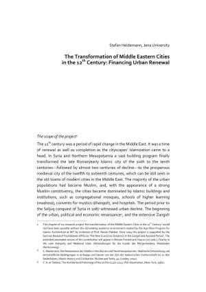 The Transformation of Middle Eastern Cities in the 12 Century